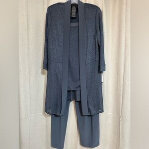 R&M Richards Metallic Pantsuit Set NWT Size 16 color smoke